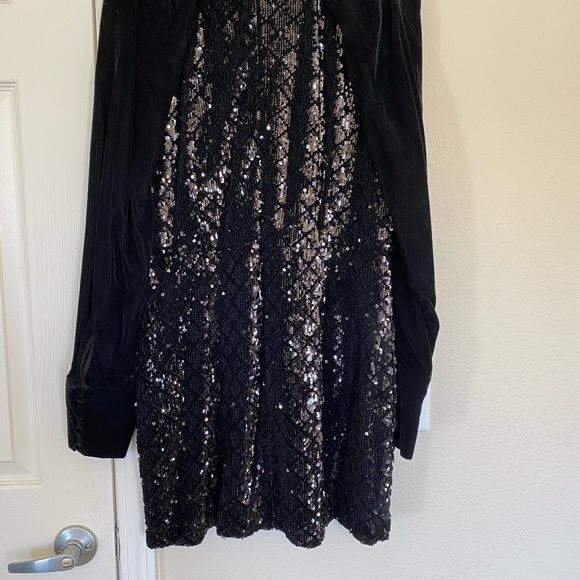 Zara black velvet sequin mini dress - Picture 6 of 6